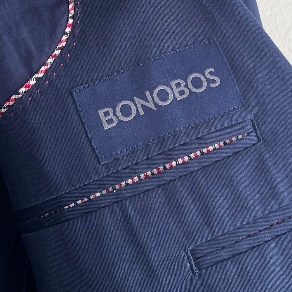 Bonobos navy blue blazer 44L Preppy Double Button Dressy Work Office Suit Jacket
